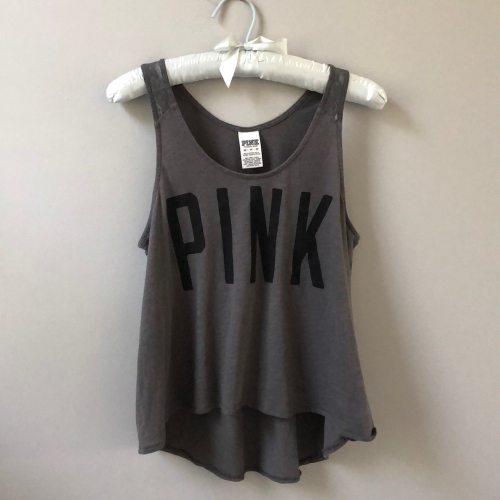PINK- gray tank top